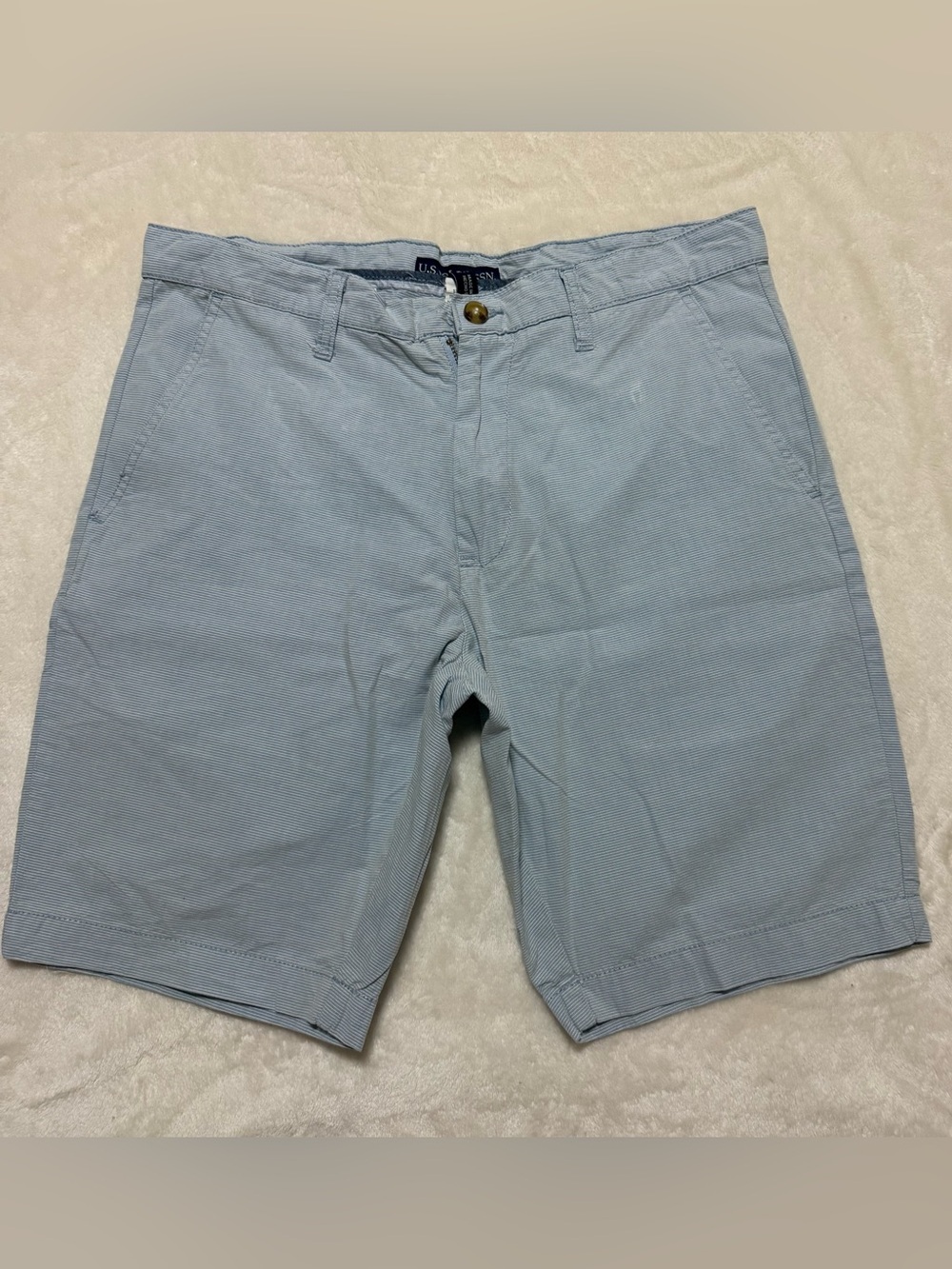 U.S. Polo Assn. Men's Pale Blue Flat Front Cotton Shorts